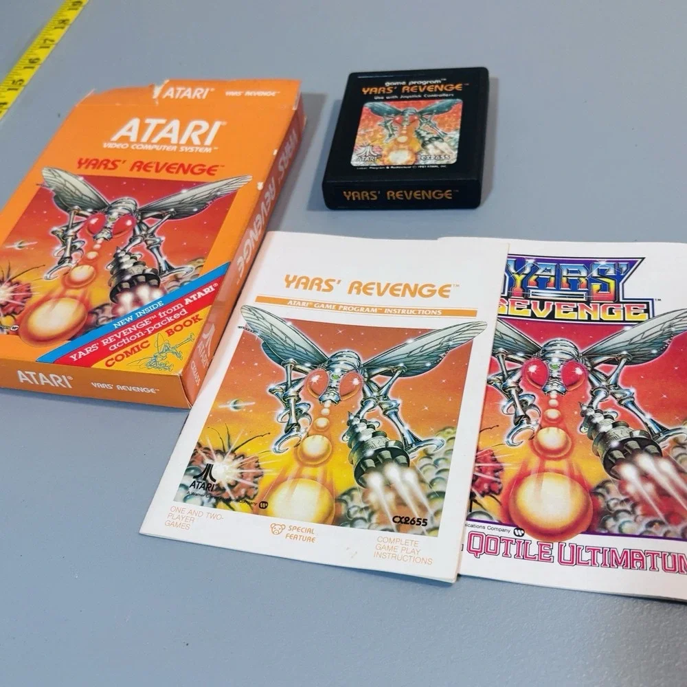 Yars' Revenge Video Game Box & Manual Clean Atari 2600 1980's Vintage Retro